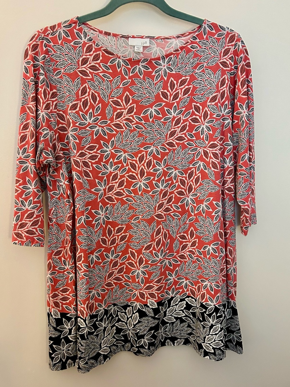 Coral Floral Print Boatneck Tunic Top, J. Jill